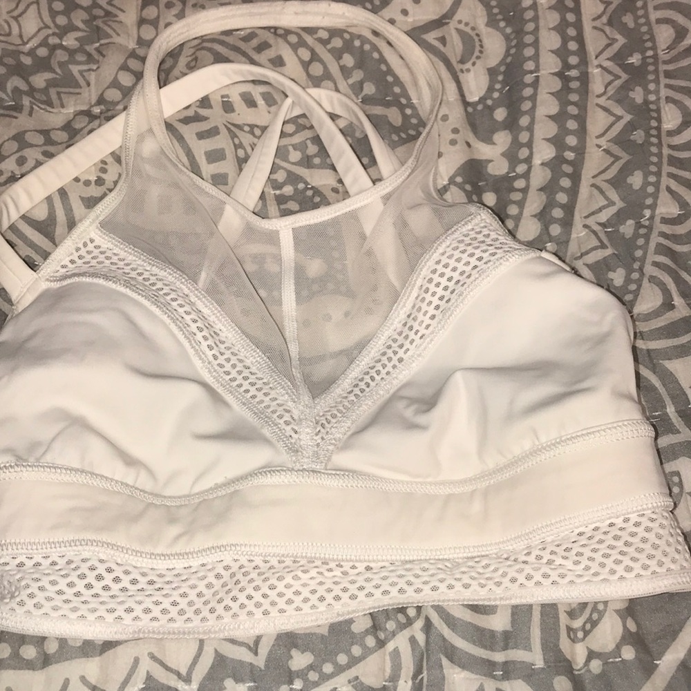 Lululemon rare white sports bra halter /crop (2)